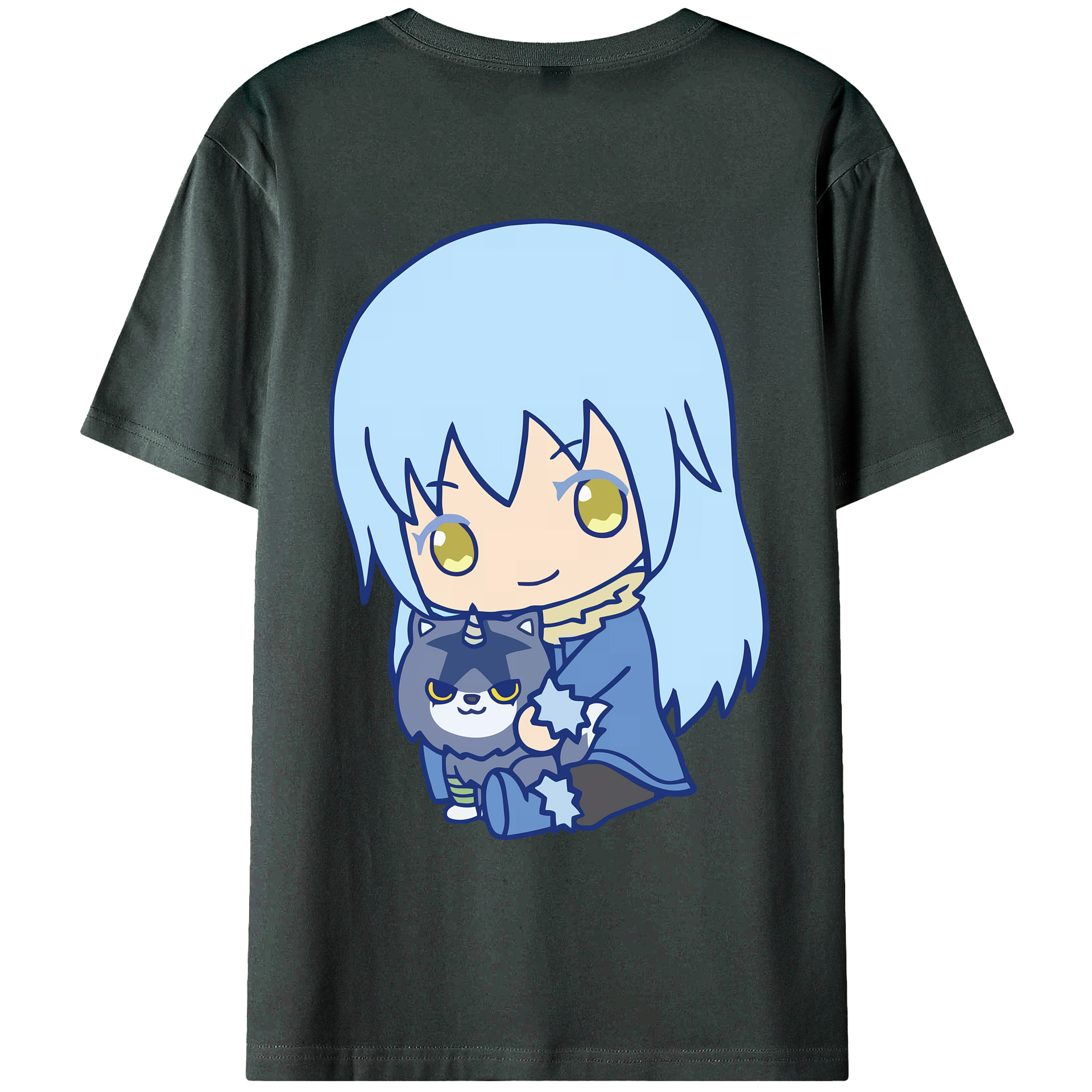 （画像用） 転スラ Regarding Reincarnated to Slime 綿100％ メンズ半袖Tシャツ（バックプリント） 通気性